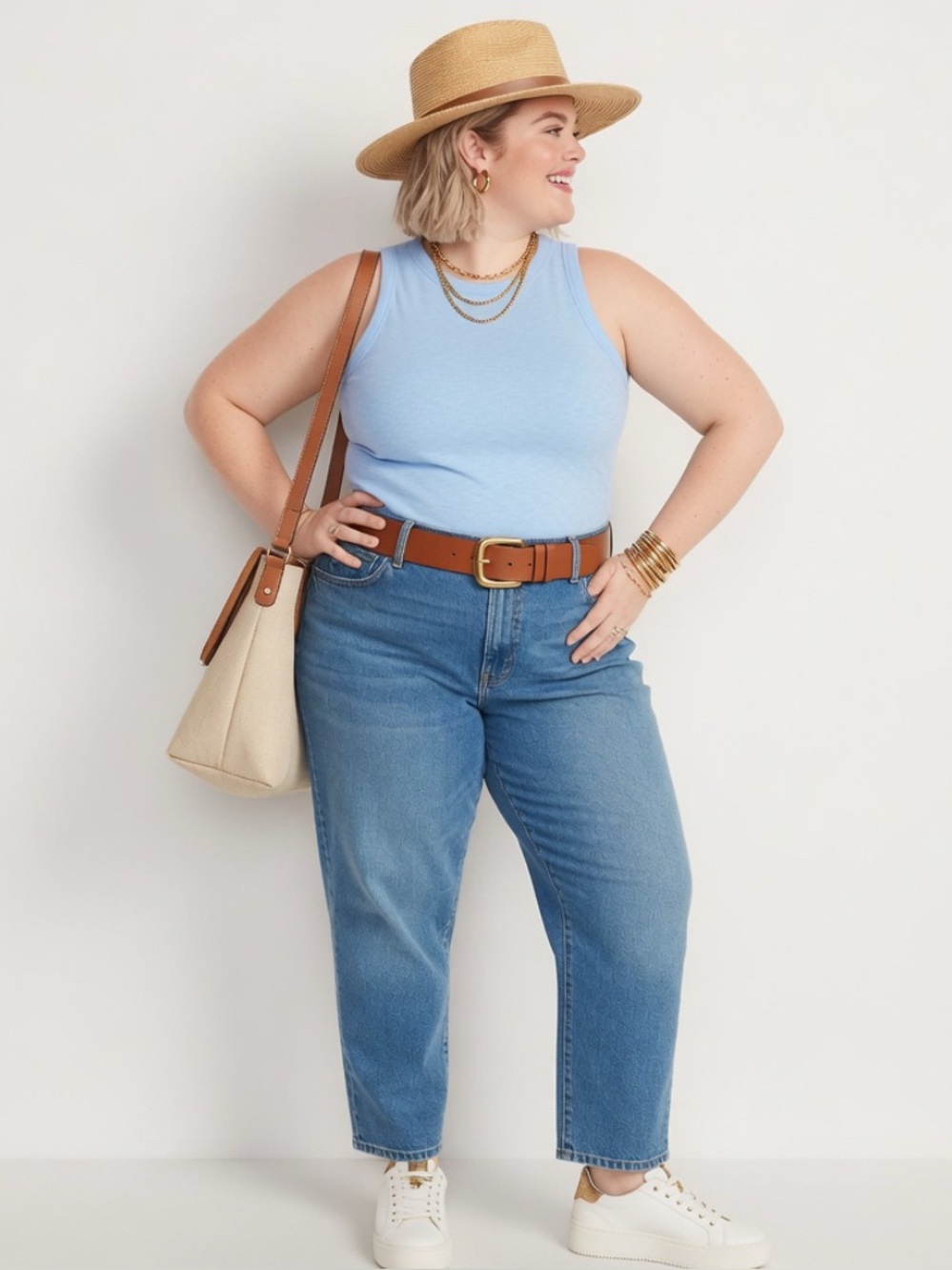 Fitted Ribbed Blue Sleeveless Tank Top
